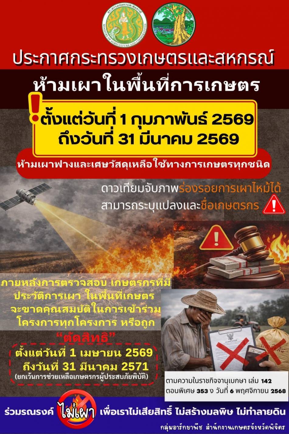 ประชาสัมพันธ์  ห้ามเผาในพื้นที่การเกษตร